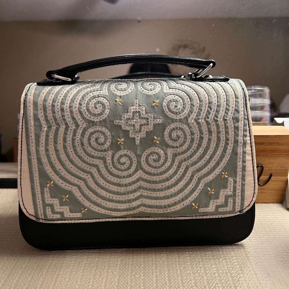 Hmong tribal aqua purse